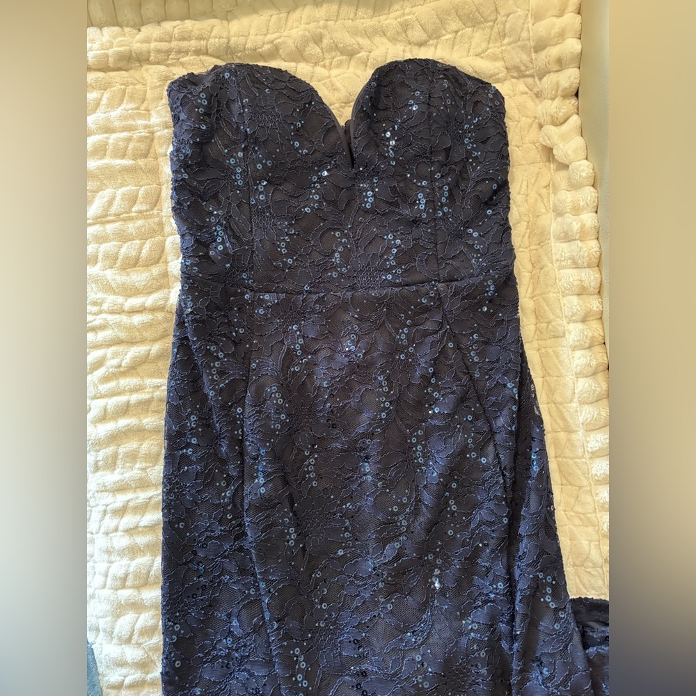 Bailey Blue Strapless Navy Sequin Dress